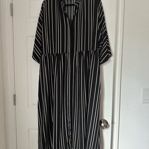 Elegant Black and White Striped Dress